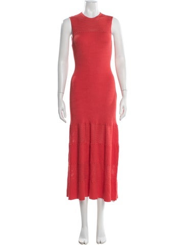 Pre-owned Pearl By Lela Rose Crew Neck Midi Length Dress W/ Tags In Red
