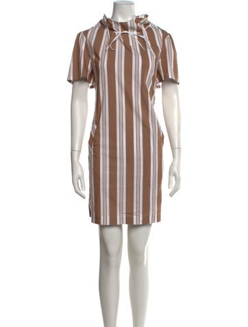 Pre-owned Pearl By Lela Rose Striped Mini Dress In Neutrals
