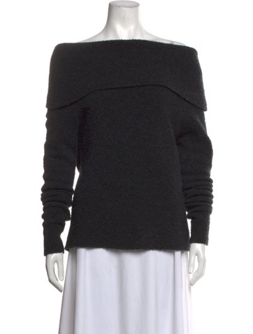 Pre-owned Pearl By Lela Rose Wool Off-the-shoulder Sweater In Black
