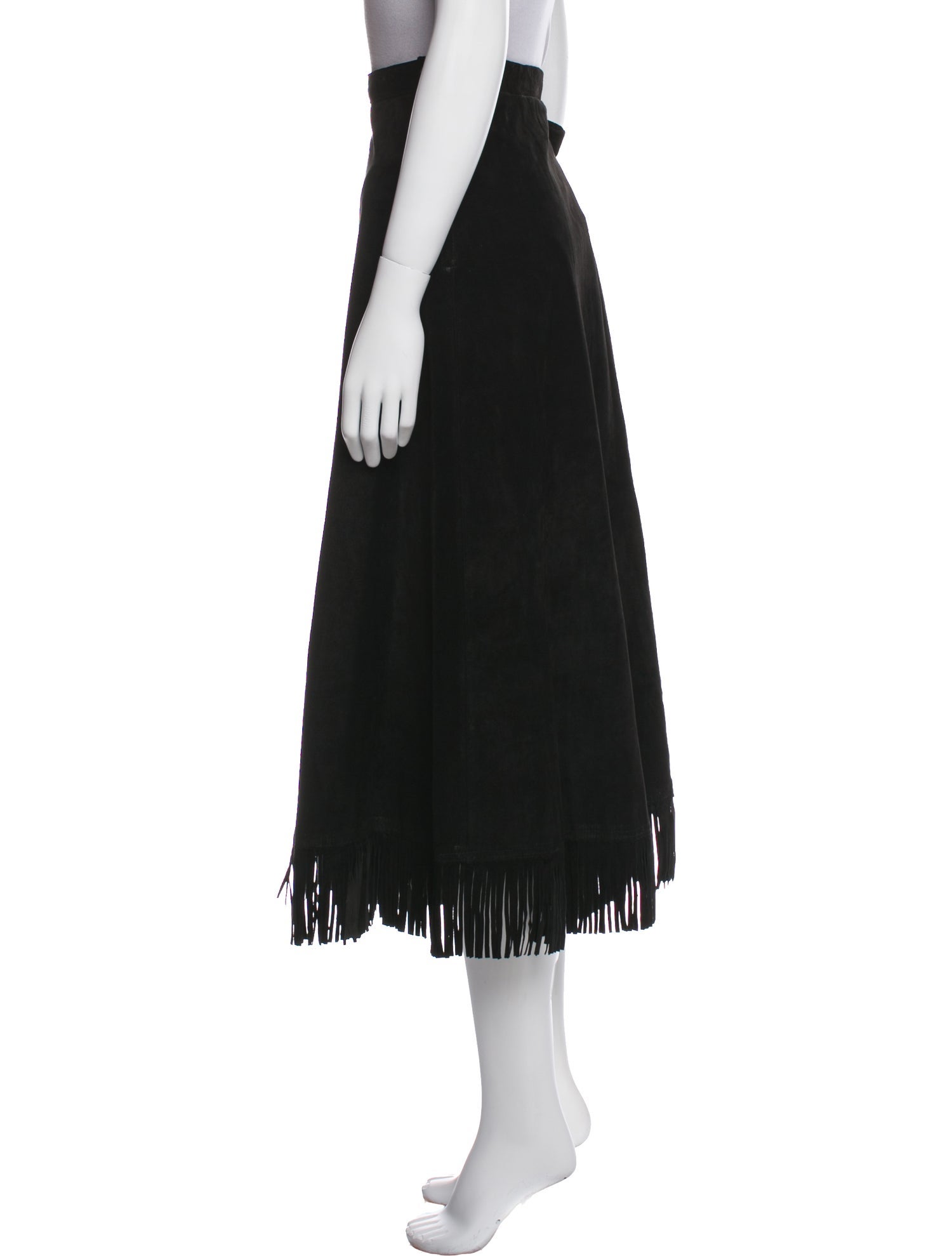 Patricia Wolf Fringe Trim Accent Midi Length Skirt