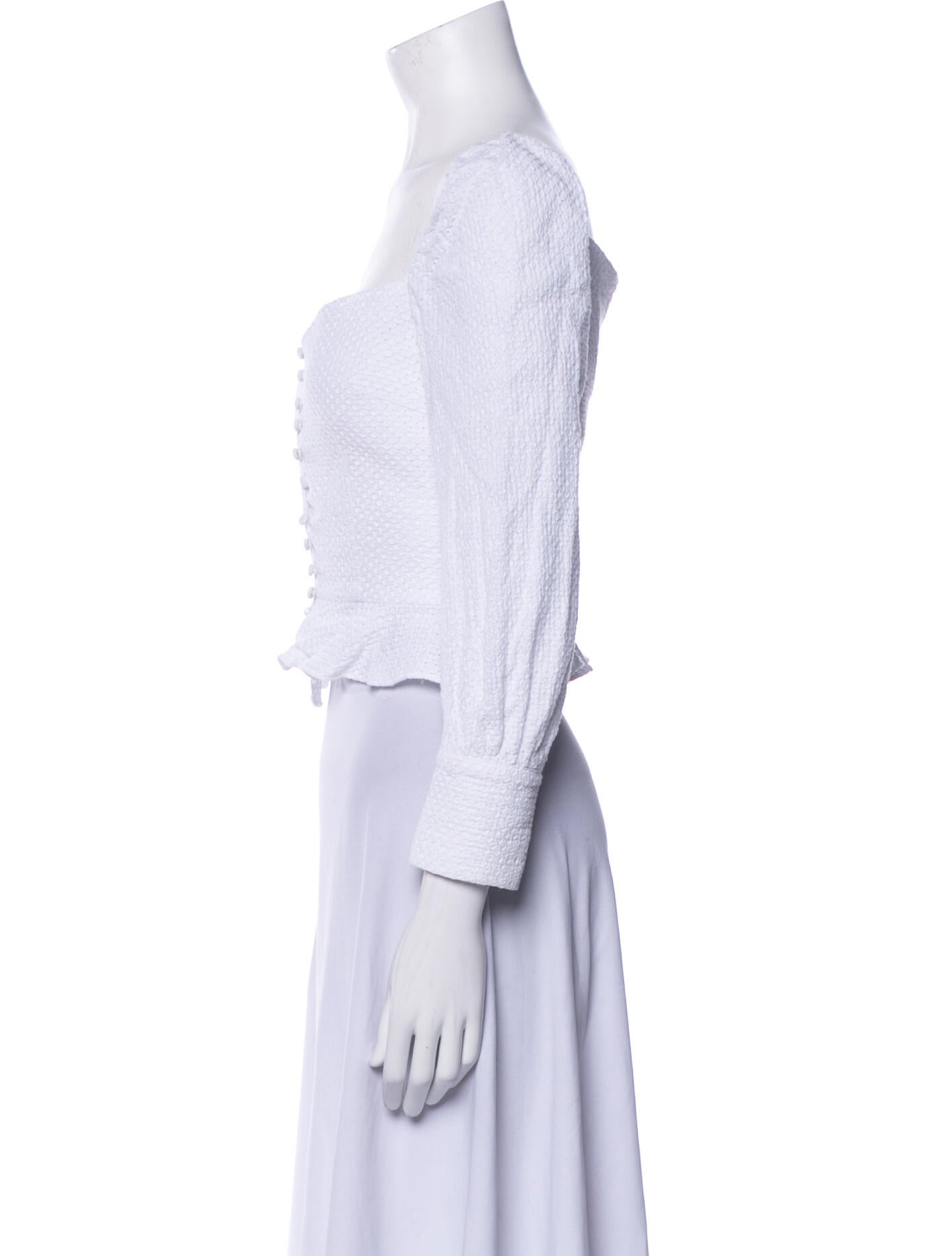 Pixie Market Square Neckline Three-Quarter Sleeve Crop Top