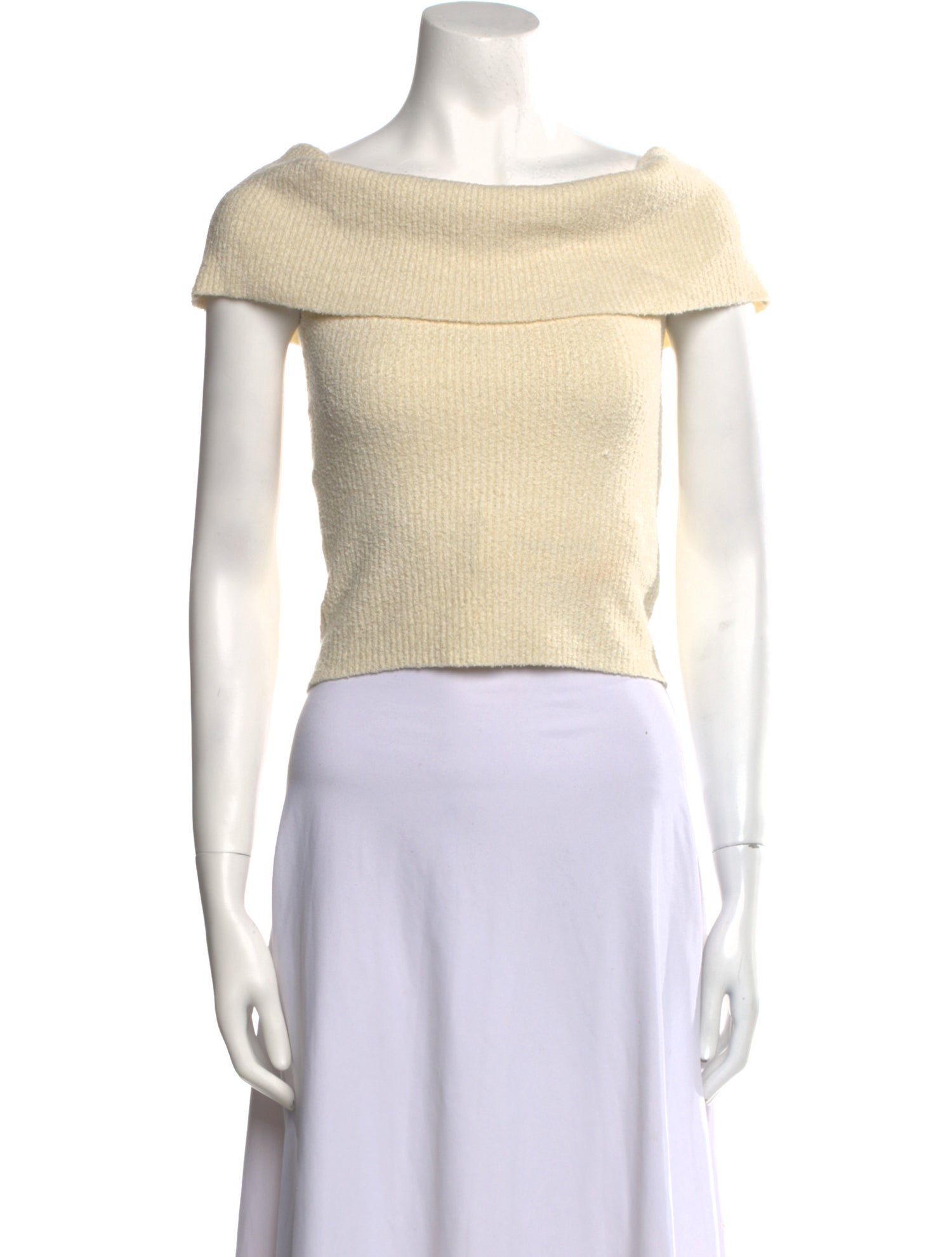 Pixie Market Bateau Neckline Short Sleeve Crop Top