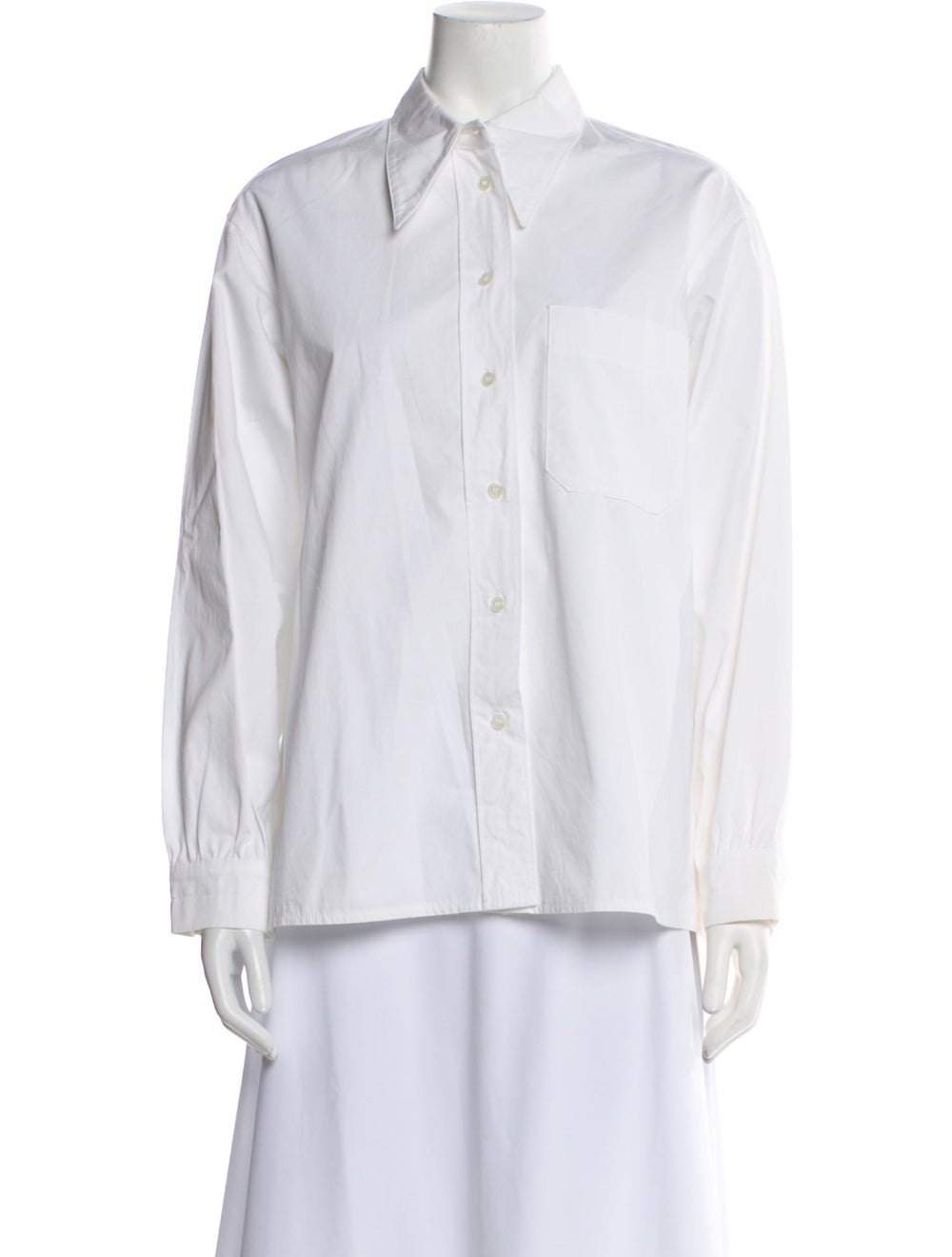 Pixie Market Button-Up Top White Long Sleeve with… - image 1