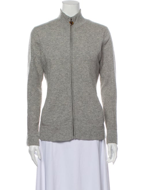 Qi Cashmere Cashmere Mock Neck Sweater Grey