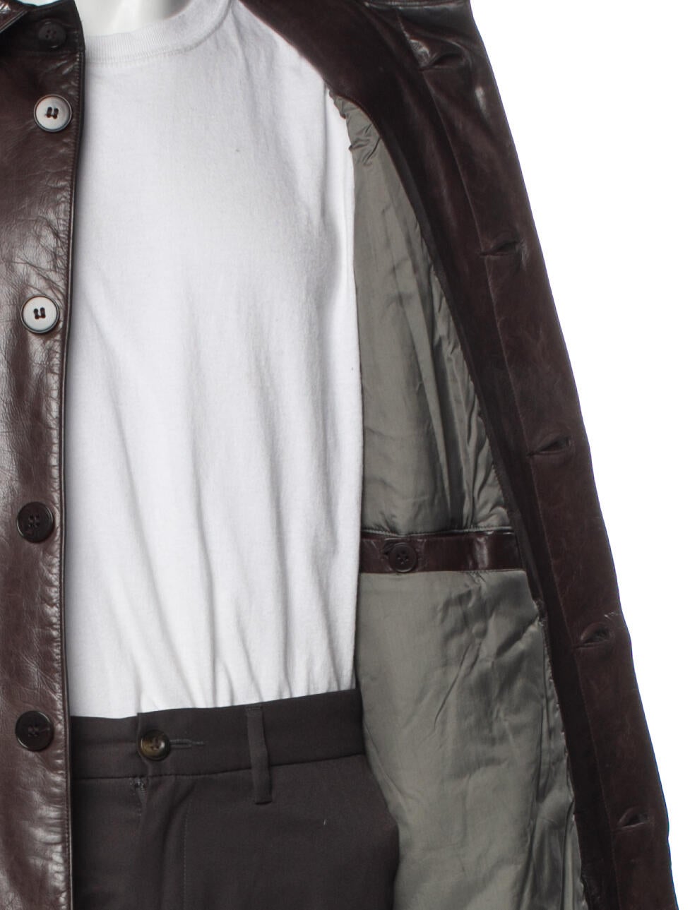 M0851 Leather Trench Coat