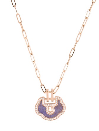 Qeelin 18K Quartz Jadeite & Diamond Small Yu Yi Necklace