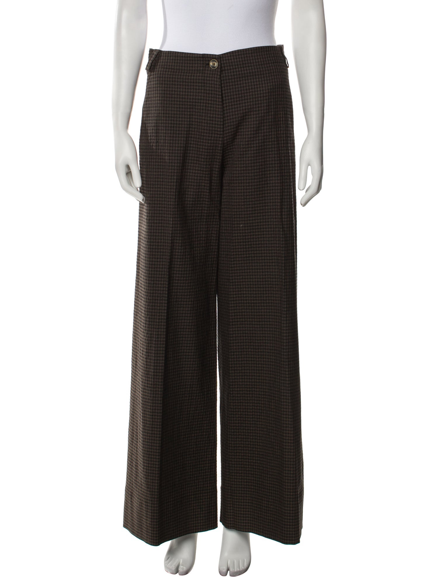 QL2 QUELLEDUE Plaid Print Wide Leg Pants w/ Tags