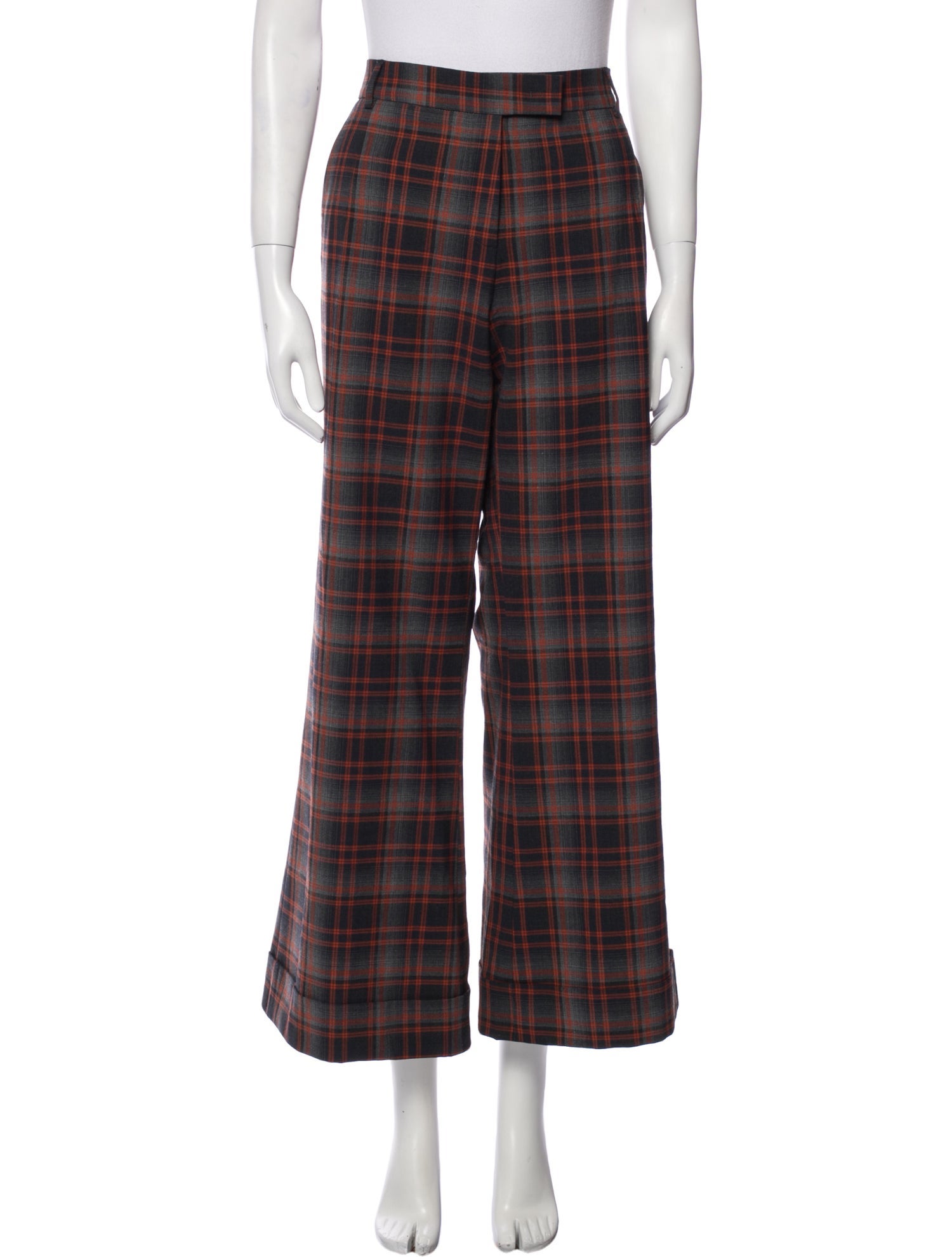 QL2 QUELLEDUE Plaid Print Wide Leg Pants