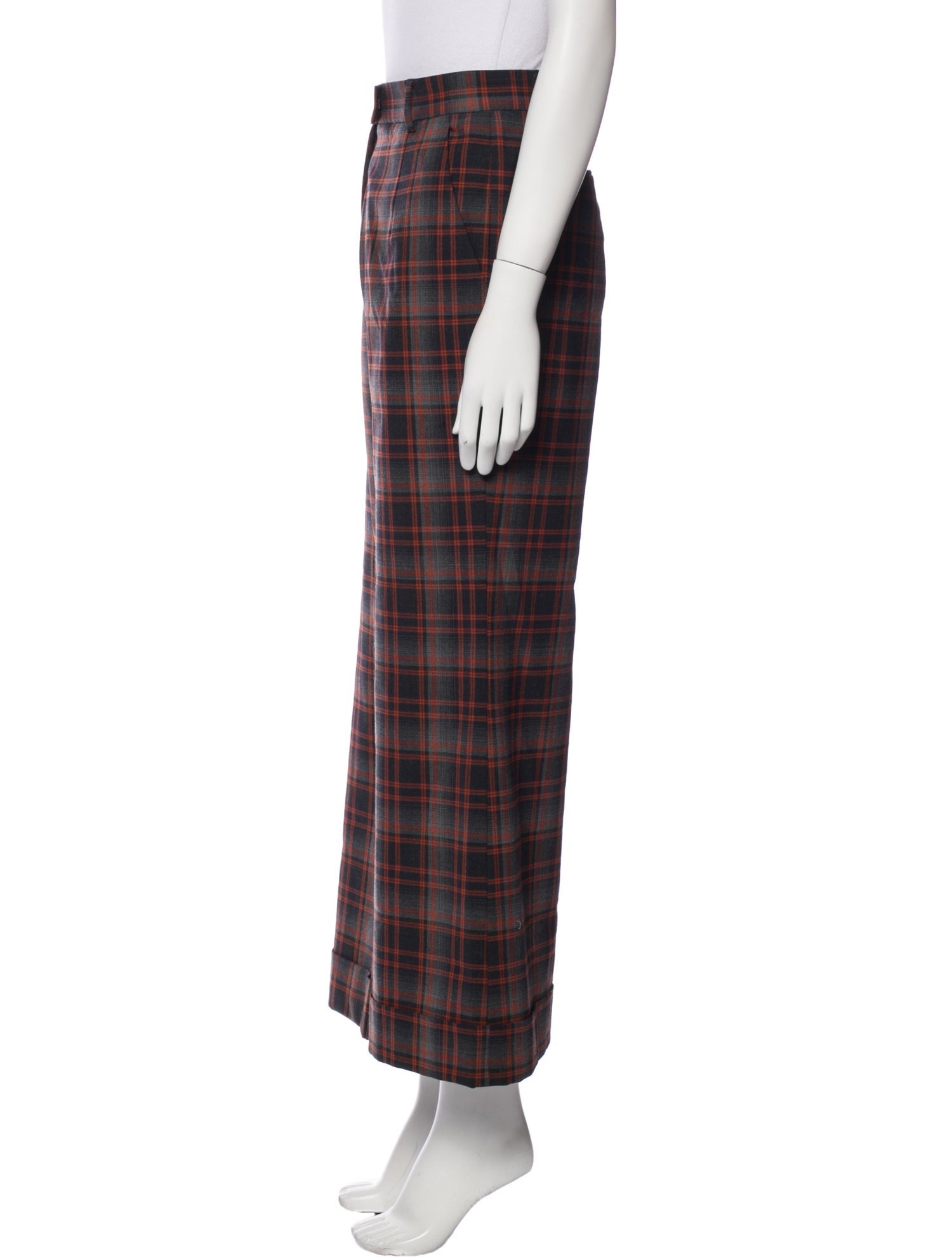 QL2 QUELLEDUE Plaid Print Wide Leg Pants