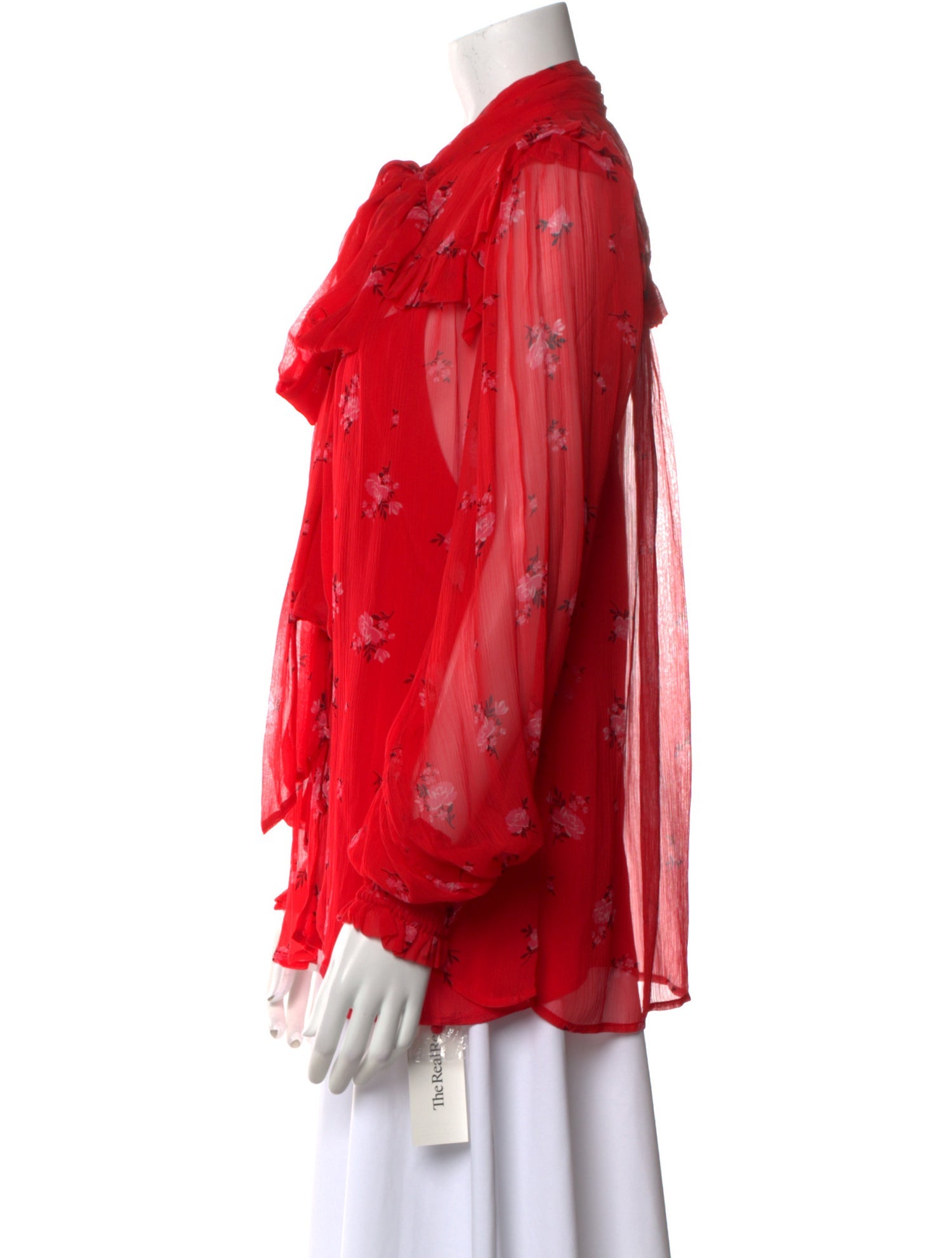 Queens of archive Floral Print Tie Neck Button-Up Top w/ Tags