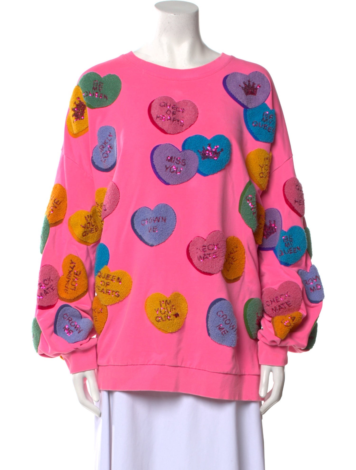 Queen Of Sparkles Graphic Print Crew Neck Sweatshirt