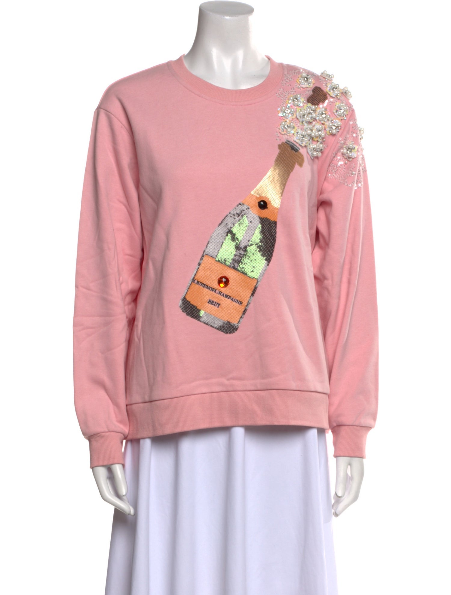 Queen Of Sparkles Graphic Print Crew Neck Sweatshirt