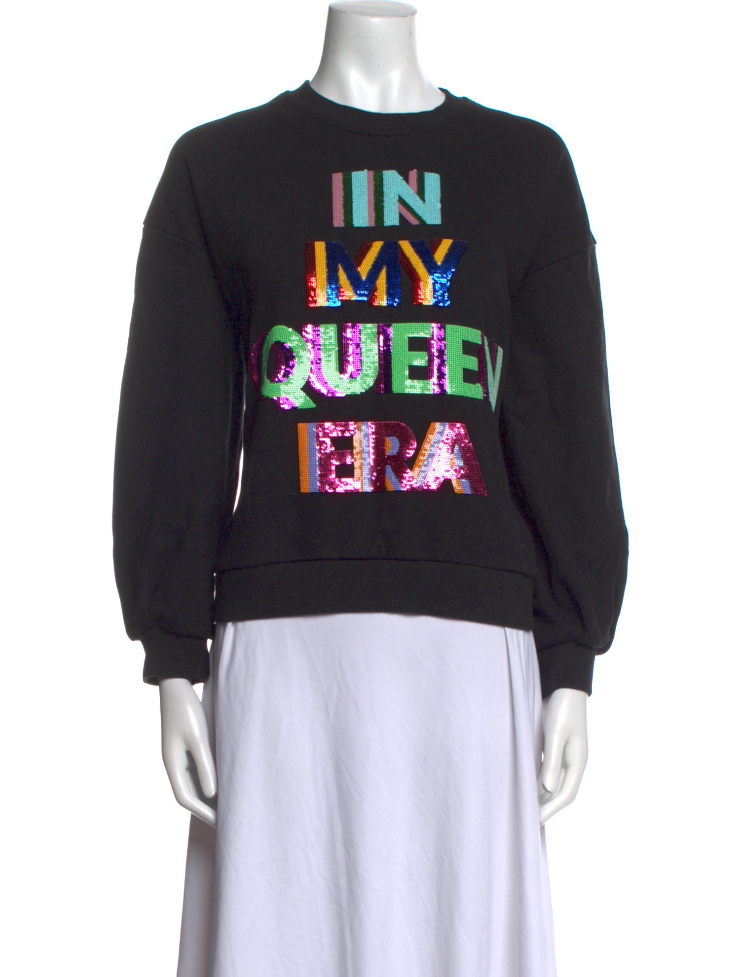 Queen Of Sparkles Graphic Print Crew Neck Sweatshirt