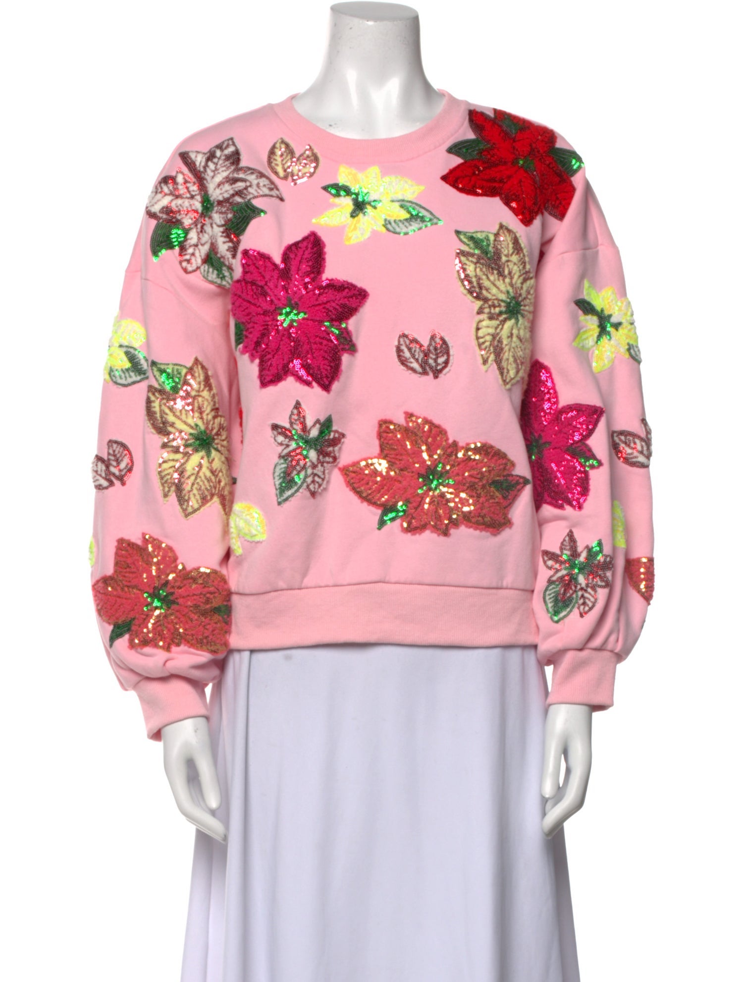 Queen Of Sparkles Floral Print Crew Neck Sweatshirt