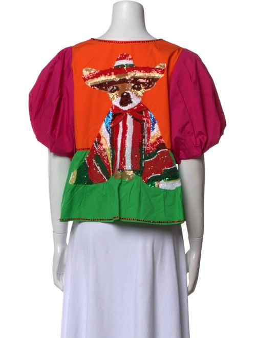 Queen Of Sparkles V-Neck Short Sleeve Crop Top