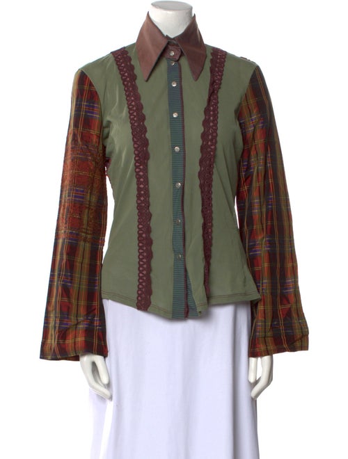 Save The Queen Printed Long Sleeve Button-Up Top