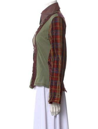 Save The Queen Printed Long Sleeve Button-Up Top