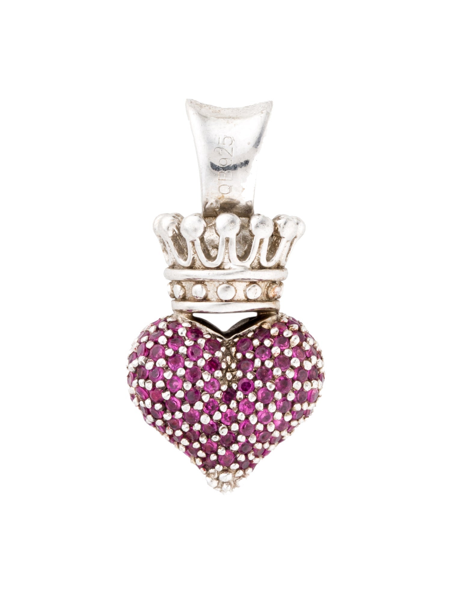 Queen Baby Synthetic Ruby 3D Crowned Heart Pendant