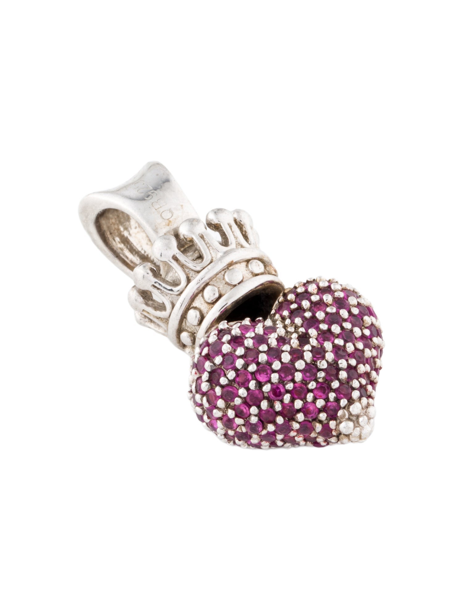 Queen Baby Synthetic Ruby 3D Crowned Heart Pendant