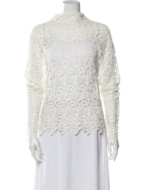 Rodebjer Lace Pattern Mock Neck Blouse