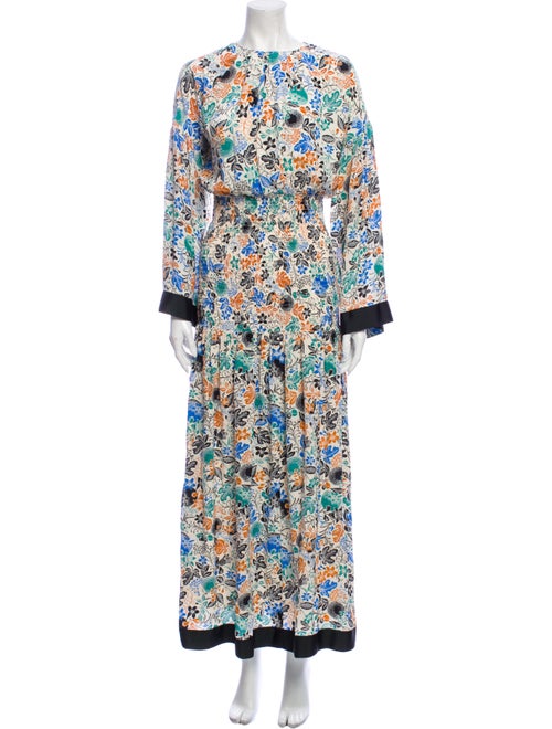 Rodebjer Floral Print Long Dress Blue