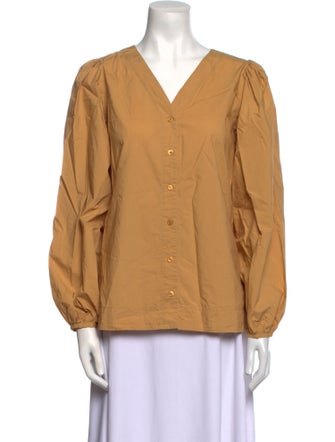 Rodebjer V-Neck Long Sleeve Button-Up Top