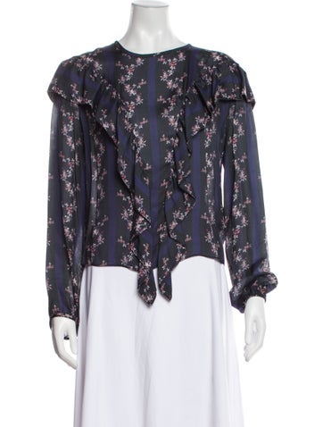 Rodebjer Tops Silk Floral Print Blouse S