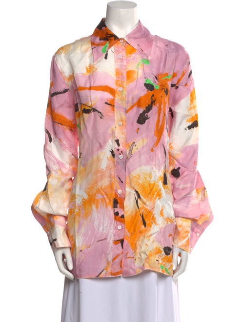 Rodebjer Printed Long Sleeve Button-Up Top