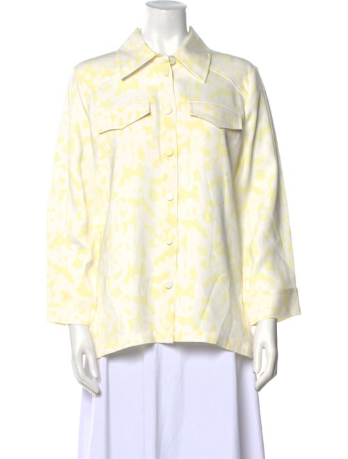 Rodebjer Printed Three-Quarter Sleeve Button-Up Top