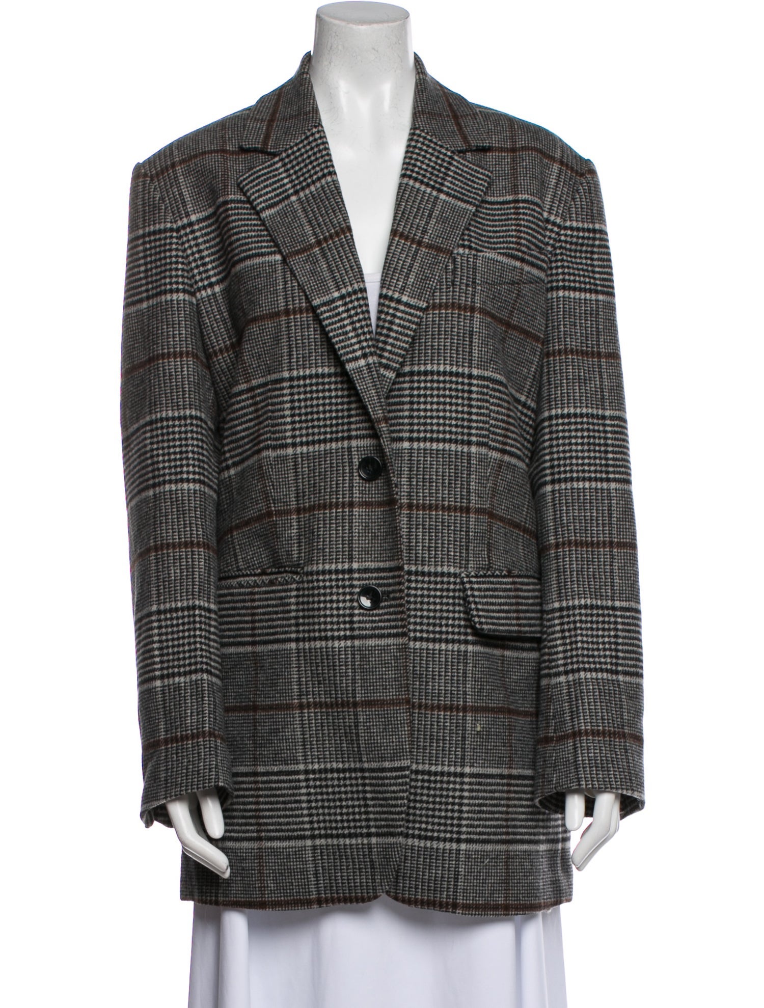 Rodebjer Wool Plaid Print Blazer
