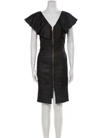 Pre-owned Rodebjer V-neck Knee-length Dress In Black
