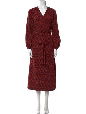 Pre-owned Rodebjer Floral Print Midi Length Dress In Red