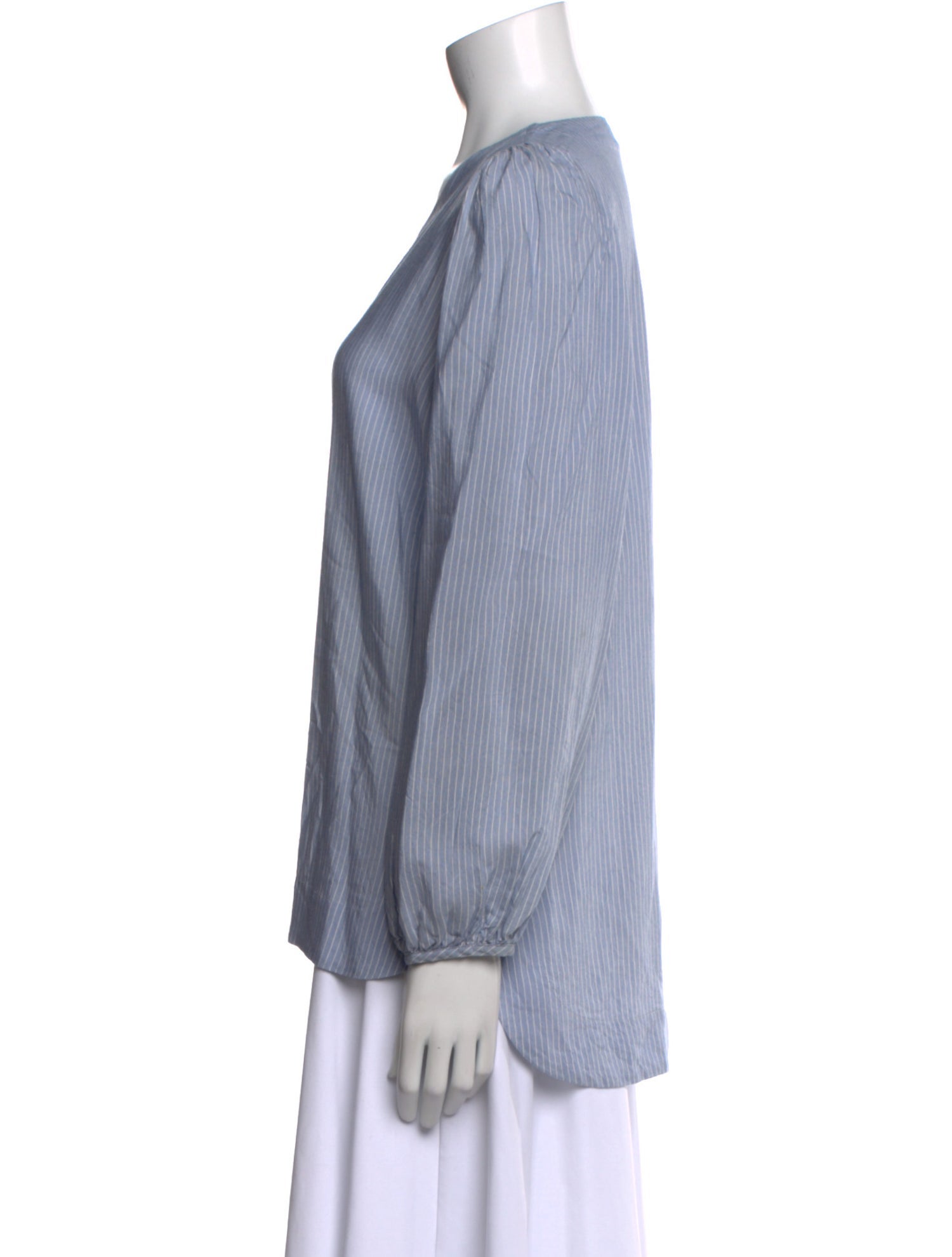 Rodebjer Striped V-Neck Button-Up Top