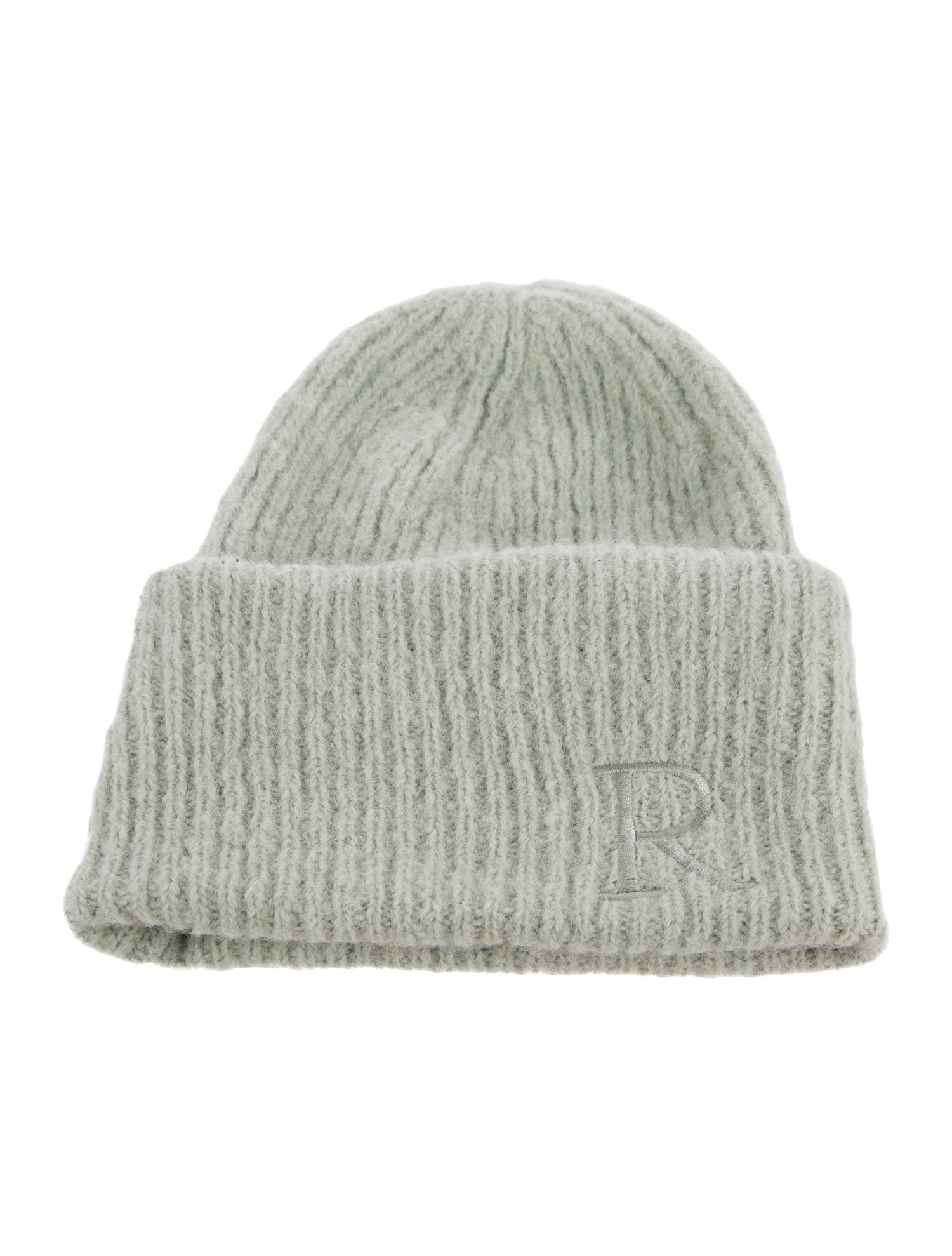Rodebjer Green Ribbed Knit Mohair Beanie