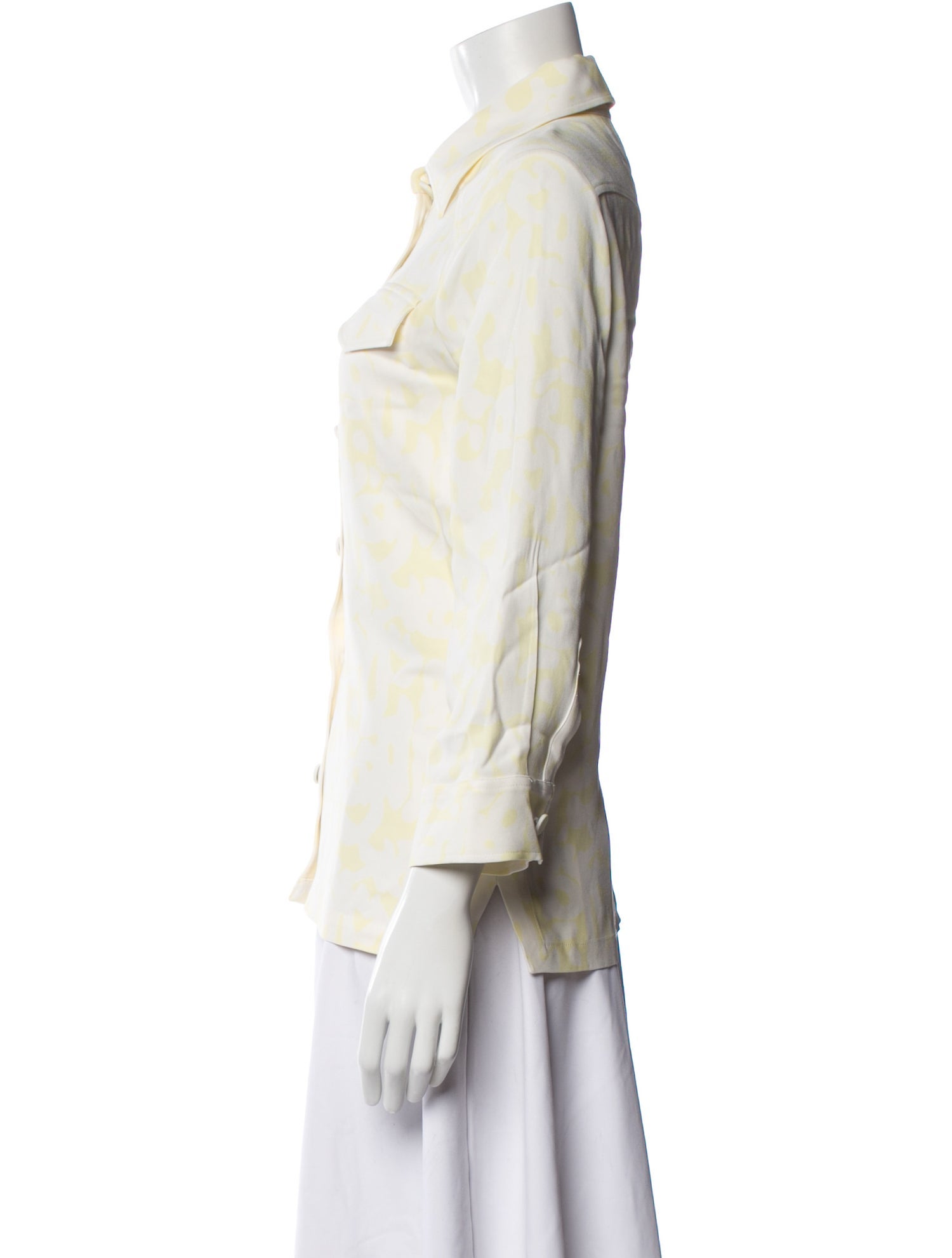 Rodebjer Patterned Three-Quarter Sleeve Button-Up Top