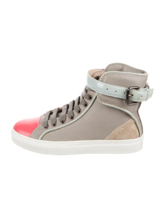 Ruthie Davis Leather Colorblock Pattern Sneakers