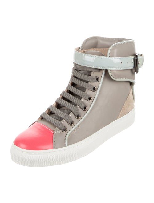 Ruthie Davis Leather Colorblock Pattern Sneakers