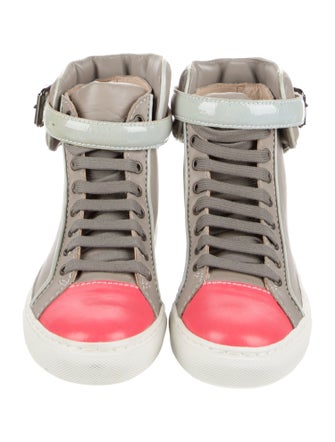 Ruthie Davis Leather Colorblock Pattern Sneakers