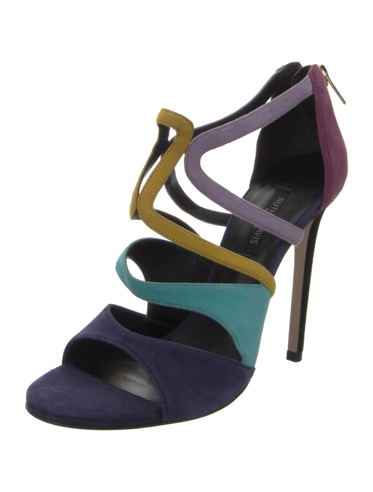 Ruthie Davis Suede Colorblock Pattern Sandals