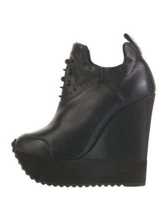 Ruthie Davis Leather Studded Accents Lace-Up Boots