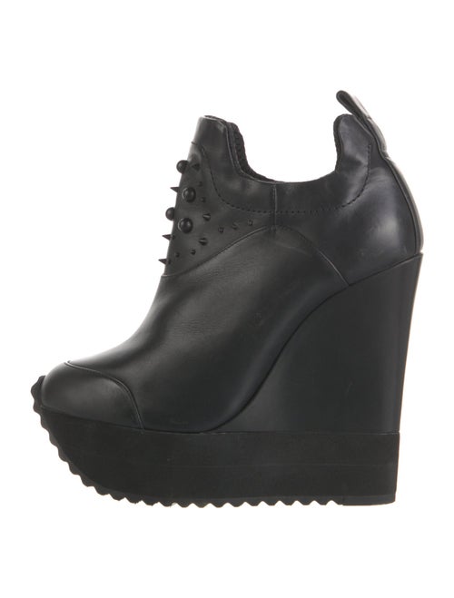 Ruthie Davis Leather Studded Accents Lace-Up Boots