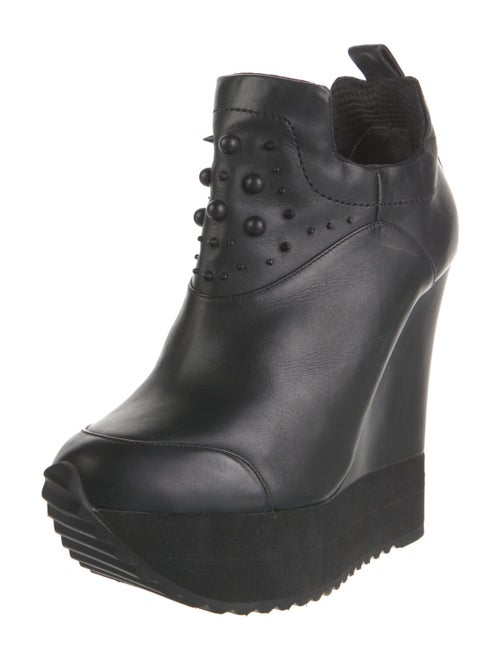 Ruthie Davis Leather Studded Accents Lace-Up Boots