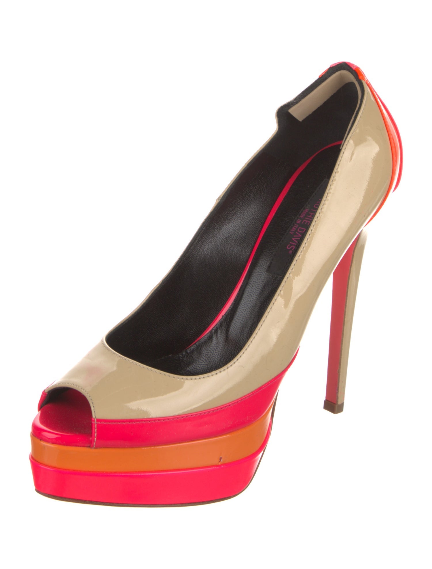 Ruthie Davis Patent Leather Colorblock Pattern Pumps