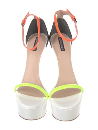 Ruthie Davis Leather Colorblock Pattern Sandals