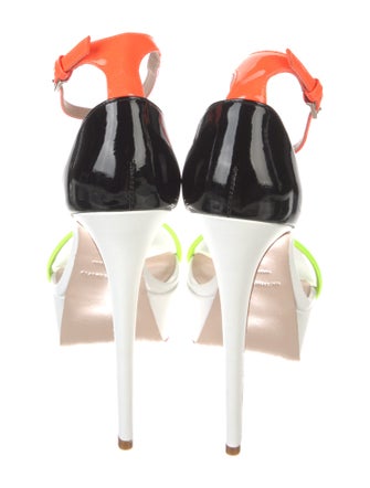 Ruthie Davis Leather Colorblock Pattern Sandals