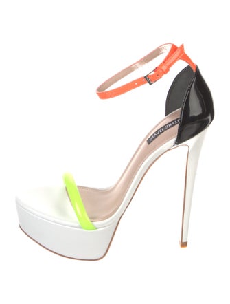 Ruthie Davis Leather Colorblock Pattern Slingback Sandals