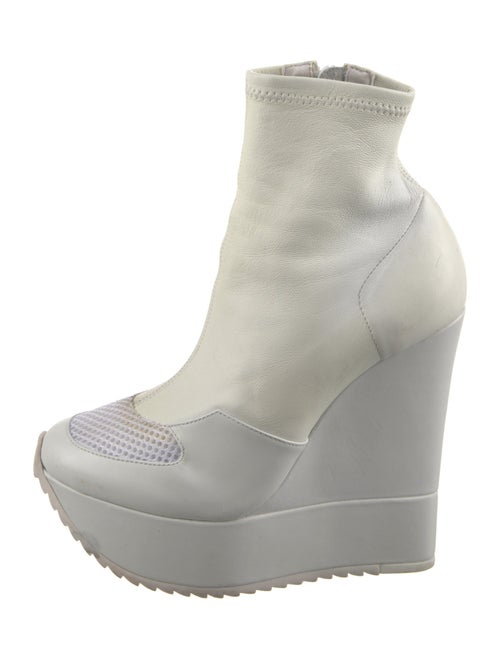 Ruthie Davis Leather Mesh Accents Sock Boots