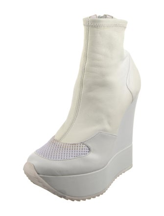 Ruthie Davis Leather Mesh Accents Sock Boots