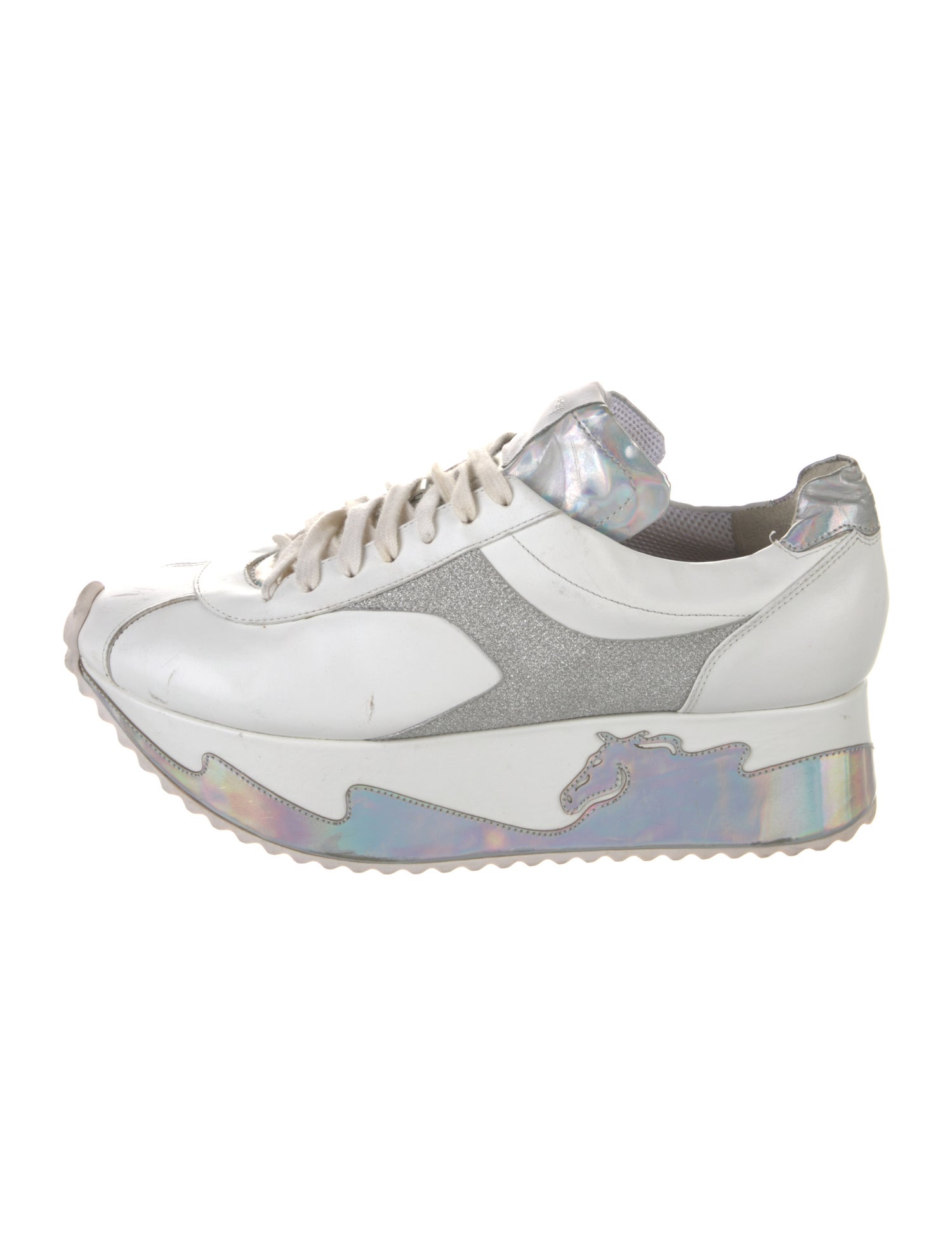 Ruthie Davis Leather Glitter Accents Sneakers