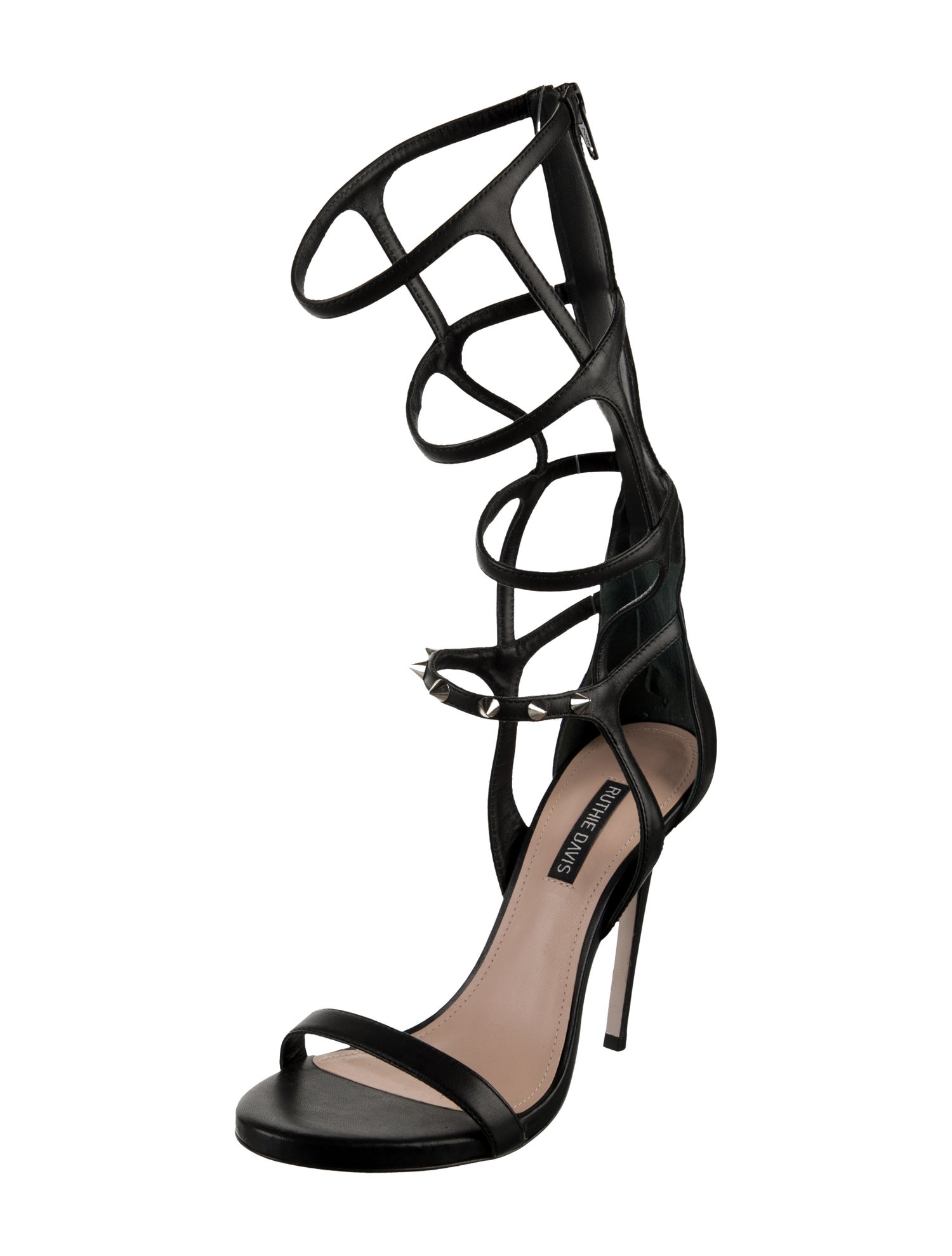 Ruthie Davis Leather Studded Accents Gladiator Sandals